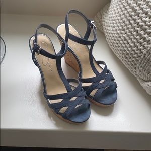 Jessica Simpson Denim Wedge Sandals